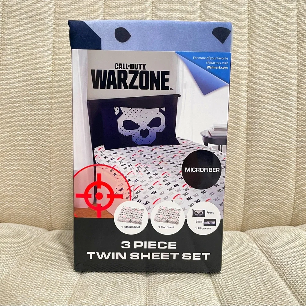 NEW Call of‎ Duty Warzone Twin Sheet Set 3 Piece Microfiber Bedding Skull Logo